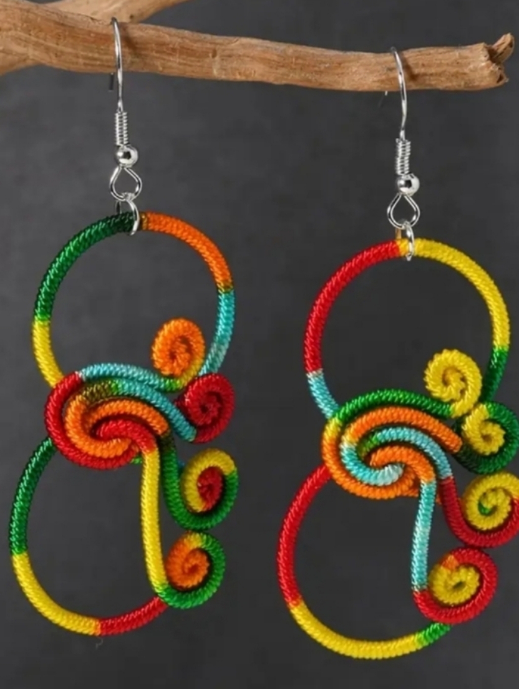Multicolor Rope Loop Earrings - Women Jewelry